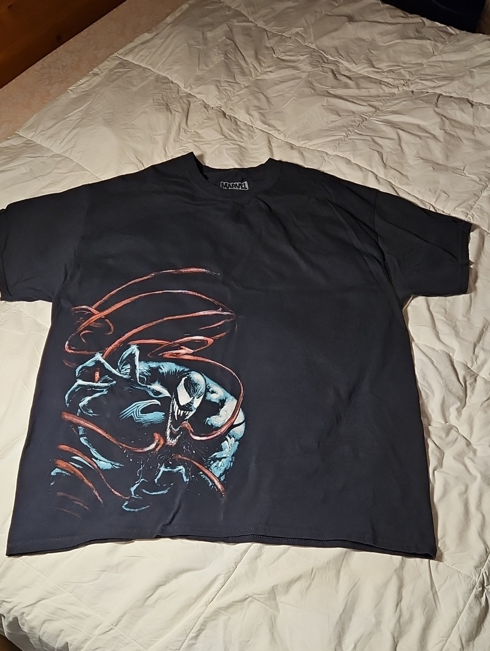 Marvel Black Short-Sleeve Tee with Blue & Red Venom Graphic